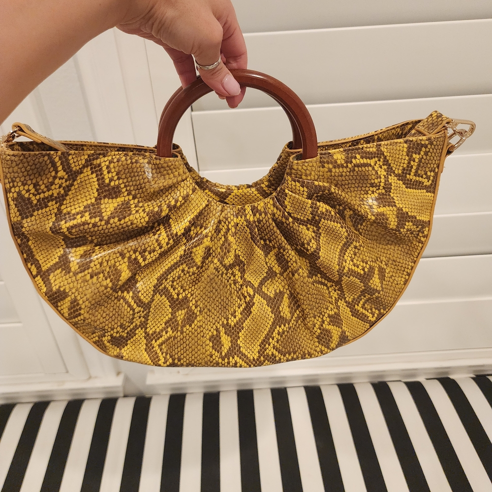 Urban Expressions Yellow Snake Print Shoulder Bag